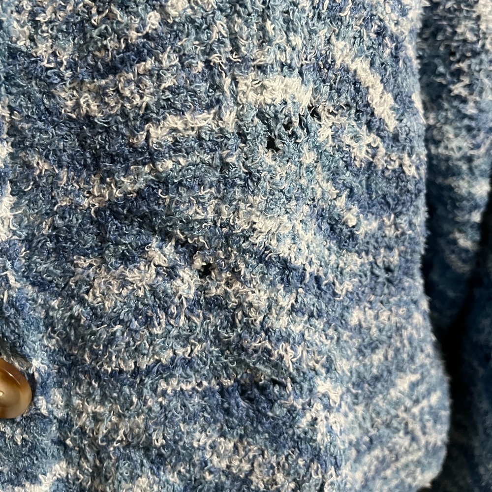 Blue Marl Textured Button Cardigan Sweater - Picture 8 of 10